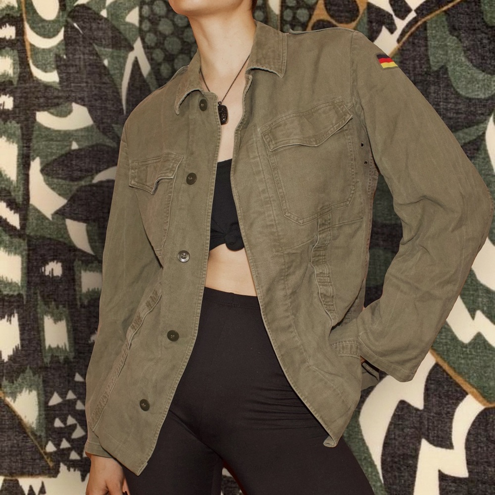 Vintage army green jeans jacket